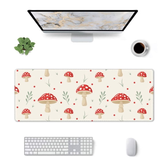Xecao Flat Mushrooms for Mouse Pad - Waterproof Extended Contour Mouse Mat, Large Gaming Mousepad Laptop Keyboard Mat with Non-Slip Rubber Base