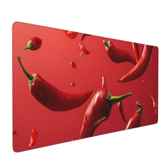 Xecao Floating Red Chili Peppers Print Large Mouse Pad, 16x35.5in Mousepad, Professional Non-Slip Rubber Base Big Mouse Pad, Mouse Pad for Gaming & Office Full Desk Mouse Pad