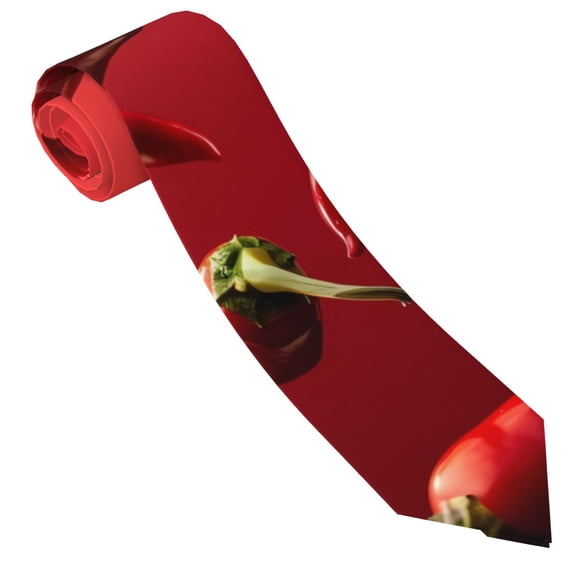 Xecao Floating Red Chili Peppers Print Tie For Men Necktie Woven Jacquard Neck Ties,Classic Men's Tie