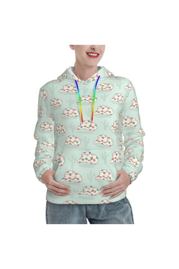 Flora Daisy Cactus Pattern Hoodies for Women Sweatshirts Long Sleeve Sweatshirts Pullover Outfits with Pocket-XX-Large