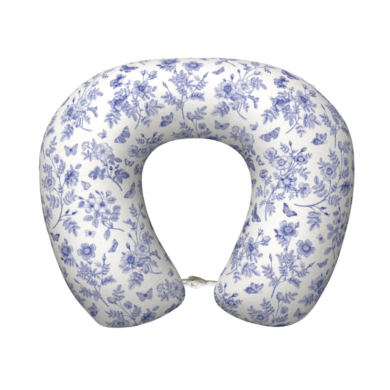 Xecao Floral Butterfly Print Memory Foam Cervical Neck Pillow Versatile U-Shaped Pillows for Home,Office,Camping,Travelling,Soft Washable Cover