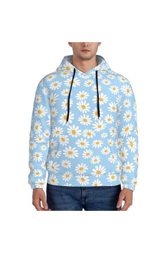 Floral Daisy Pattern Men's Adult Pullover Hoodie,Hooded Sweatshirt-Medium