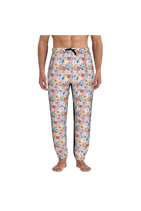 Floral Ditsy Print Active Tech Joggers for Men, Mens Sweatpants Lounge Pants with Pockets-Small