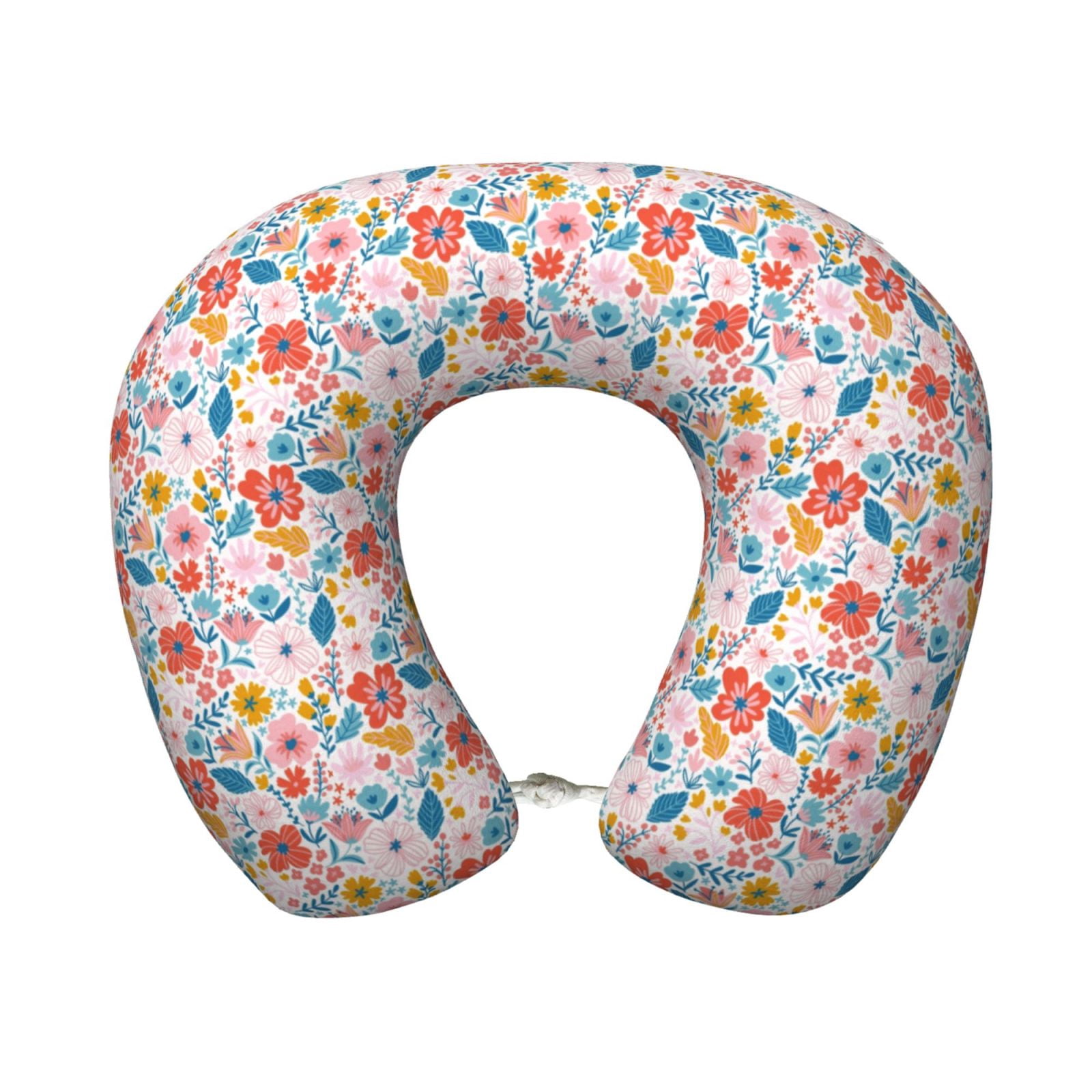 Xecao Floral Ditsy Print Memory Foam Cervical Neck Pillow Versatile U-Shaped Pillows for Home,Office,Camping,Travelling,Soft Washable Cover