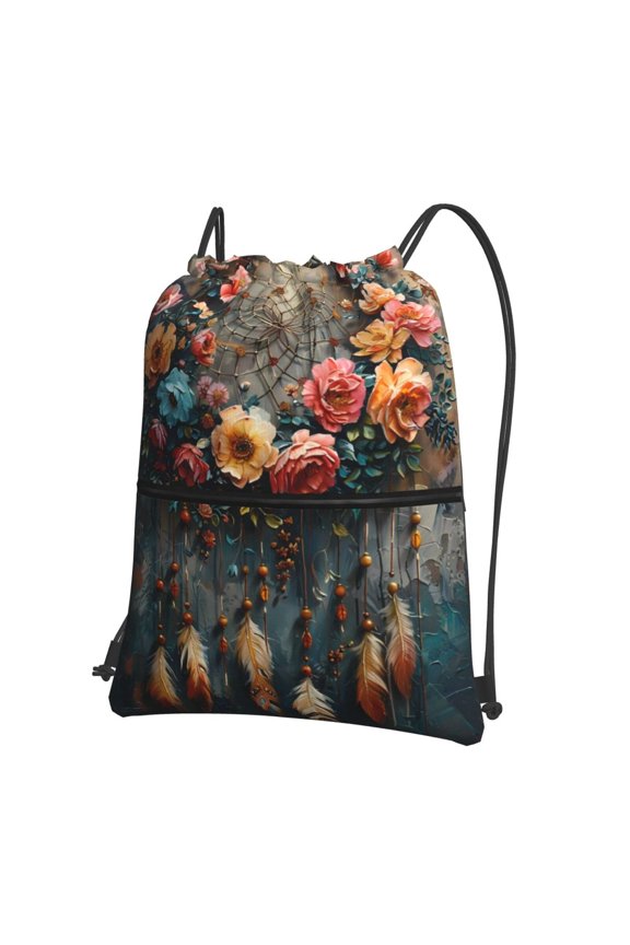 Floral Dreamcatcher Elegance for Drawstring Bags,Pull String Backpack Bags,String Bag Sackpack