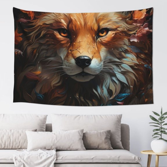 Xecao Floral Fox Print Tapestry, Wall Hanging Room Funny Decor, Backdrop Room Decor for Bedroom Living Room dormitory