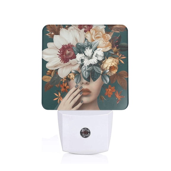 Xecao Floral Head Dreamscape for Night Light - a Wall-mounted LED Fixture with A Dusk-to-dawn Sensor, Ideal for Bedrooms, Bathrooms, Hallways, and Kitchens-US