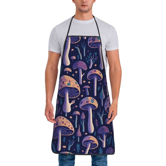 Xecao Floral Hippie Mushrooms Print Funny BBQ Chef Aprons for Men Women,Adjustable Kitchen Cooking Aprons with Pocket Waterproof Oil Proof No Pilling Fading