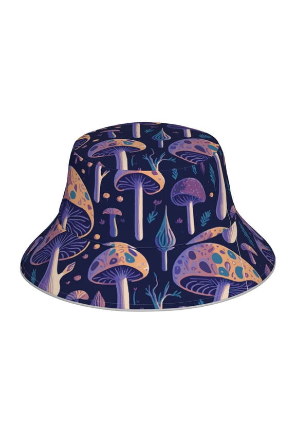 Floral Hippie Mushrooms Print Men and Women Night Reflective Hat Runner Cap Visor Bucket Hat Boonie Cap