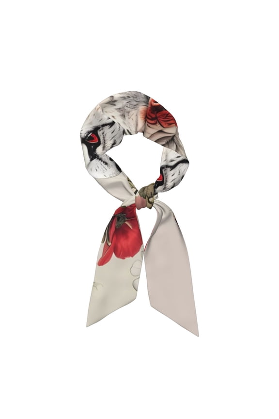 Floral Leopard Butterflies Pattern Large Satin Head Scarf - Satin Hair Scarves Silk Bandana Scarf Headscarf Silk Feeling Scarf for Women