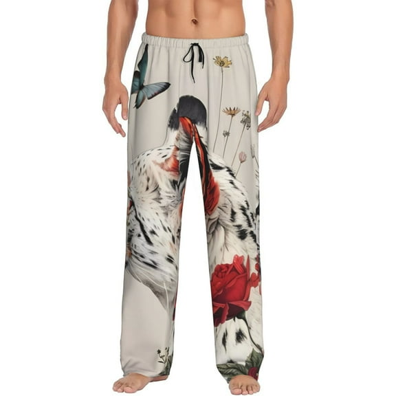 Xecao Floral Leopard Butterflies Print Men's Straight Lounge Pajama Pants - The Ultimate in Comfortable Sleepwear-XX-Large