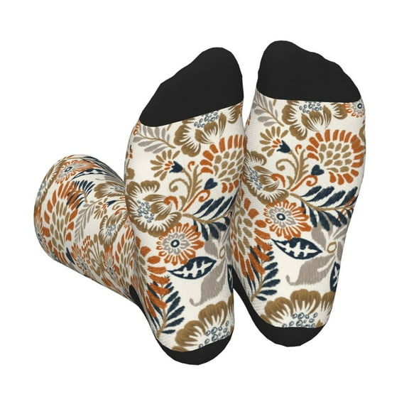 Xecao Floral Paisley Print Crew Socks for Men and Women, Men's Soft Moisture-wicking Sock