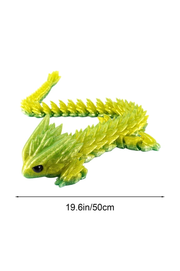 Movable Dragon Figurine Ornament 3D Printed Crystal Dragon with Simulation Eyes Unique Collectible Gift for Desk Home Office Fantasy Decor