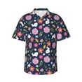 thumbnail image 1 of Xecao Floral Rabbit print Hawaiian shirt - a stylish short-sleeve button-down for men, perfect for casual beach and tropical outings., 1 of 9