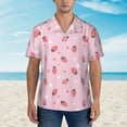 thumbnail image 1 of Xecao Floral Strawberr print Hawaiian shirt - a stylish short-sleeve button-down for men, perfect for casual beach and tropical outings., 1 of 9