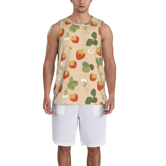 Xecao Floral Strawberr print basketball shirt for both men and women, a unisex basketball jersey perfect for theme parties-Medium