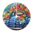 thumbnail image 1 of Xecao Floral Truck Welcome Pattern Christmas Tree Skirt Round Xmas Tree Mat Base Cover for Holiday Home Decorations-48", 1 of 6