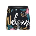 thumbnail image 1 of Xecao Floral Welcome Sign Print Boxer Briefs for Men's Stretch Moisture-Wicking Underwear, Mid-Rise Classics breathable fabric, 1 of 7