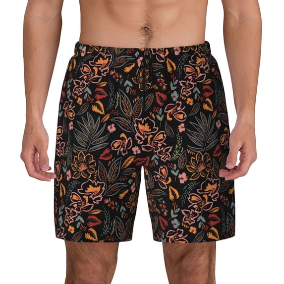 Xecao Floral for Men's Swimming Trunks Swim Trunks Quick Dry Swim Shorts with Mesh Lining Funny Swimwear Bathing Suits