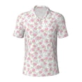 thumbnail image 1 of Xecao Floral for Mens' Casual Short Sleeve Button-Down Polo Shirts for a Classic Golf Look, 1 of 1