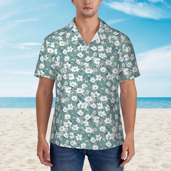 Xecao Floral print Hawaiian shirt - a stylish short-sleeve button-down for men, perfect for casual beach and tropical outings.