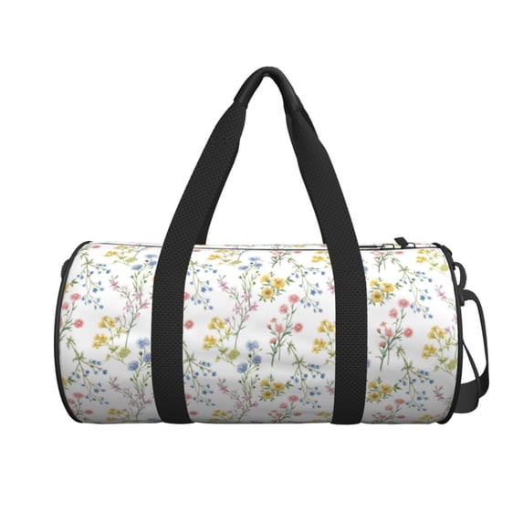 Xecao Floral print Round Travel Duffel Bag is a foldable gym bag with an inner pocket, perfect for travel sports