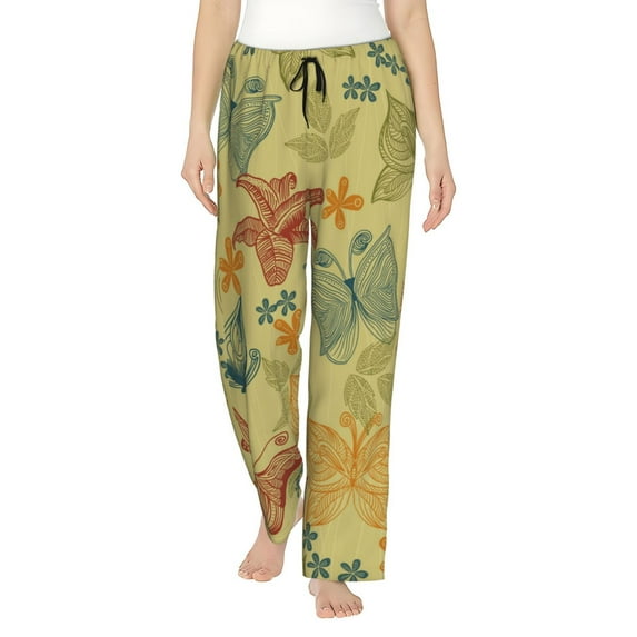 Xecao Floral with Butterflies Women's Straight Lounge Pajama Pants: The Epitome of Relaxed Sleepwear
