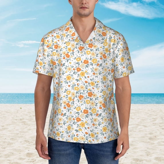Xecao Floral1 print Hawaiian shirt - a stylish short-sleeve button-down for men, perfect for casual beach and tropical outings.