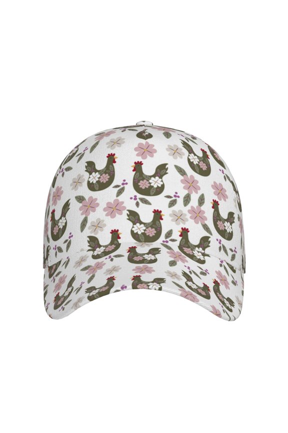 Flowe Rooster for Baseball Cap: Unisex, crafted from classic polyester twill fabric, featuring a soft unconstructed design
