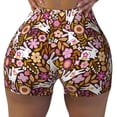 thumbnail image 1 of Xecao Flower Bunny Print Workout Shorts for Women Soft Smooth Gym Yoga Scrunch Active Tennis Workout Running Shorts, 1 of 9