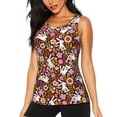 thumbnail image 1 of Xecao Flower Bunny print women's scoop neck, loose-fit workout tank tops for the gym., 1 of 9