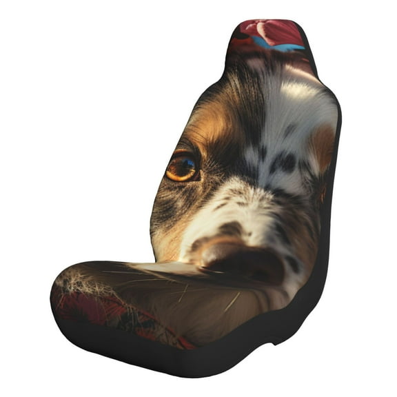 Xecao Flower Crown Dog for Automotive Seat Covers for Cars Trucks and SUVs – Gray Car Seat Covers for Front Seats, Truck Seat Protectors-1