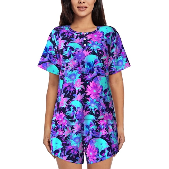 Xecao Flower Happy Skull print Swimsuit for women, Summer-ready, sporty style.Quick-dry fabric. Many sizes & colors.