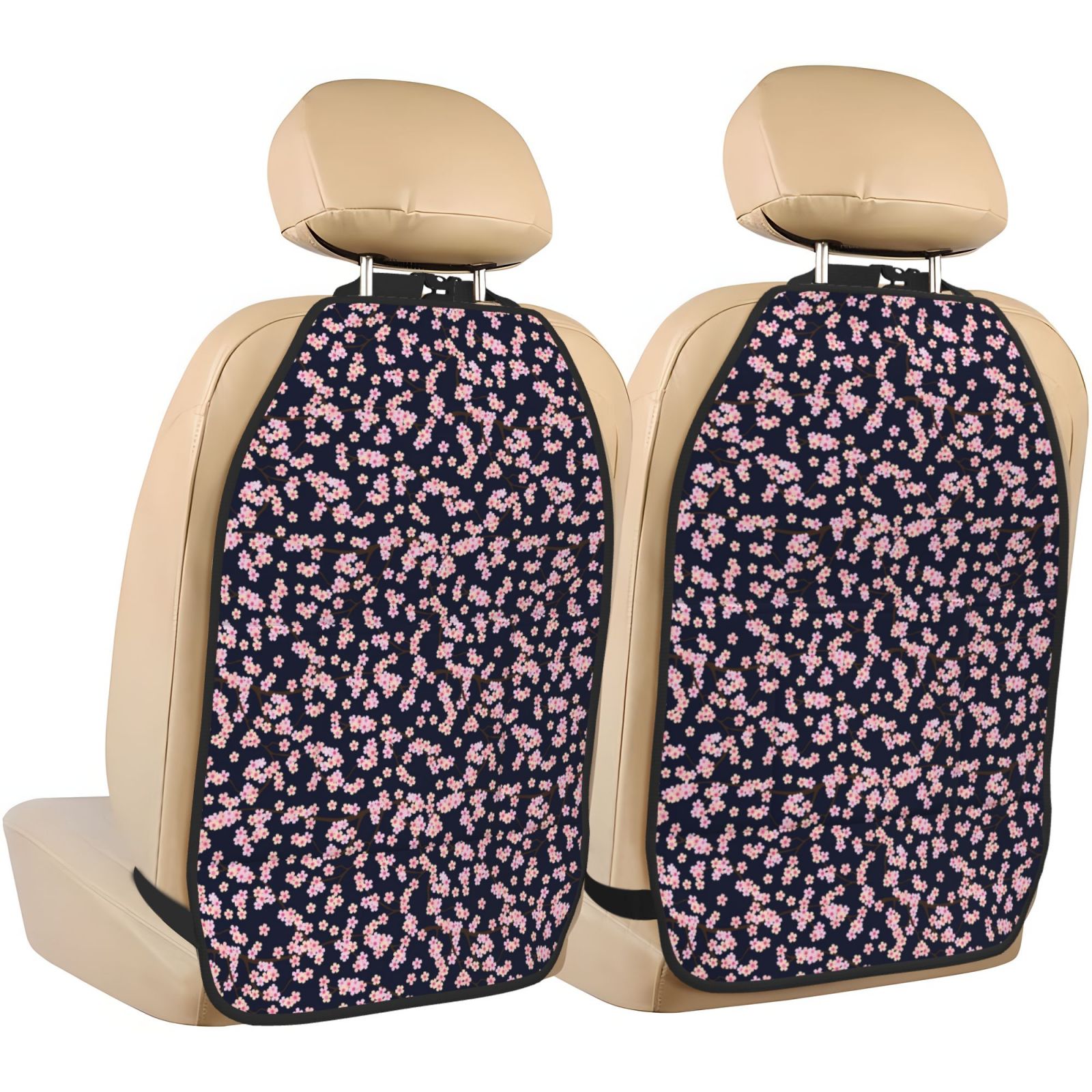 Xecao Flower Pattern Car Seat Back Protector 2 Pack Large Capacity Pocket, Kick Mats Back Seat Protector