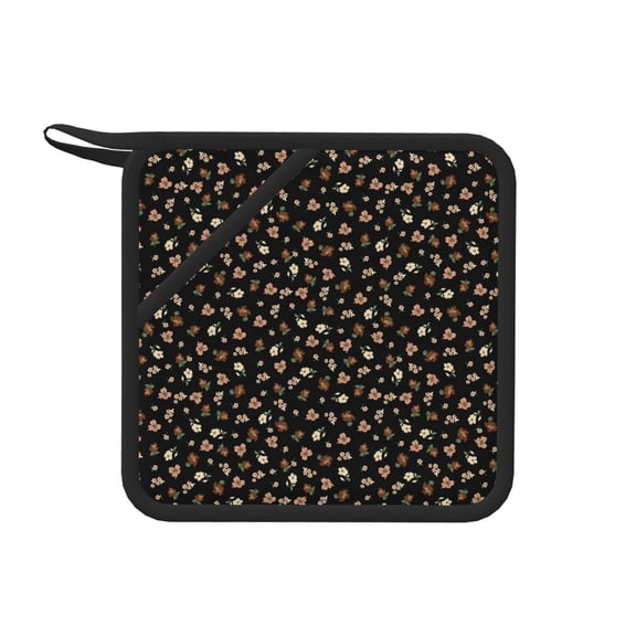 Xecao Flower Pattern On Black for Silicone Trivet Mats - Heat Resistant Pot Holders, Multipurpose Non-Slip Hot Pads