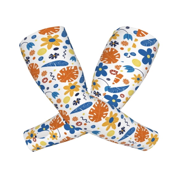 Xecao Flower Print Cooling Arm Sleeves, UPF 50 UV Sun Protection Sports Compression ,Tattoo Cover Up ,Sports Sleeve for Basketball Golf Football