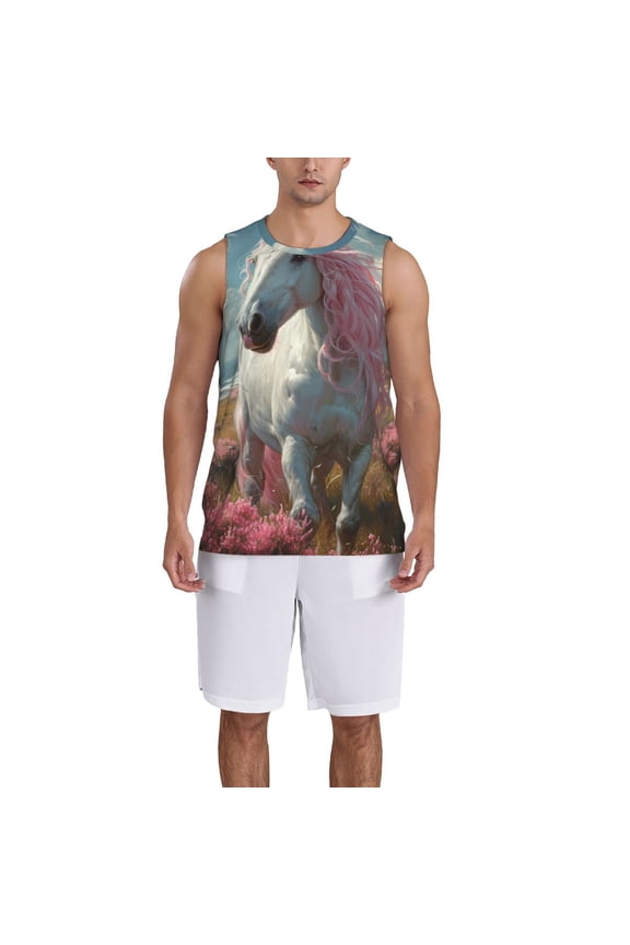 Flower White Horse (2) print basketball shirt for both men and women, a unisex basketball jersey perfect for theme parties-XX-Large