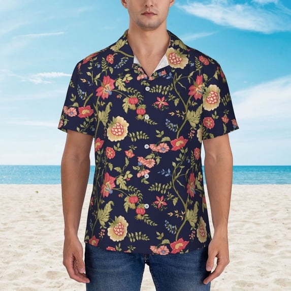 Xecao Flower print Hawaiian shirt - a stylish short-sleeve button-down for men, perfect for casual beach and tropical outings.