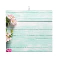 thumbnail image 1 of Xecao Flowers And Turquoise Wooden Print Dish Drying Mat for Kitchen Counter,Absorbent Coffee Bar Mat, Dish Drainer Rack Mats,Dining Room Decoration, 1 of 8