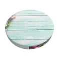 thumbnail image 1 of Xecao Flowers And Turquoise Wooden Print Stool Covers Offer Stylish, Washable Protection for PU Round Bar Stools, Perfect for Home or Commercial Use.-12 inch, 1 of 7