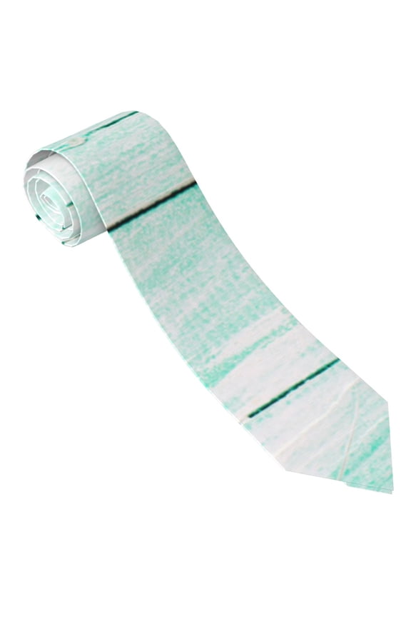 Flowers And Turquoise Wooden Print Tie For Men Necktie Woven Jacquard Neck Ties,Classic Men's Tie