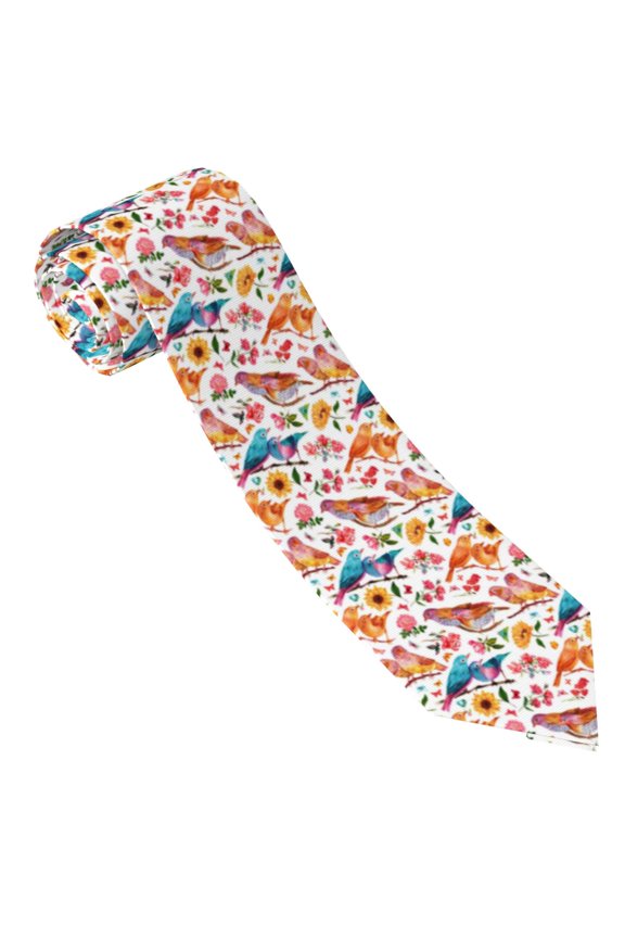 Flowers Birds And Butterflies Print Tie For Men Necktie Woven Jacquard Neck Ties,Classic Men's Tie
