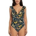 thumbnail image 1 of Xecao Flowers Butterfly print Ruffle One-Piece Swimsuit for Women,for the Beach or Pool, 1 of 8