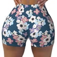 thumbnail image 1 of Xecao Flowers Print Workout Shorts for Women Soft Smooth Gym Yoga Scrunch Active Tennis Workout Running Shorts, 1 of 9