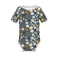 thumbnail image 1 of Xecao Flowers and Bee Pattern Baby Climbing Bodysuit Short Sleeve Onesie Unisex 0-12 Months Baby Shirt Newborn Outfits Crotch snap design-6 Months, 1 of 6