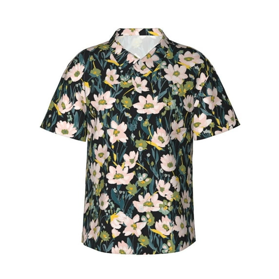 Xecao Flowers print Hawaiian shirt - a stylish short-sleeve button-down for men, perfect for casual beach and tropical outings.