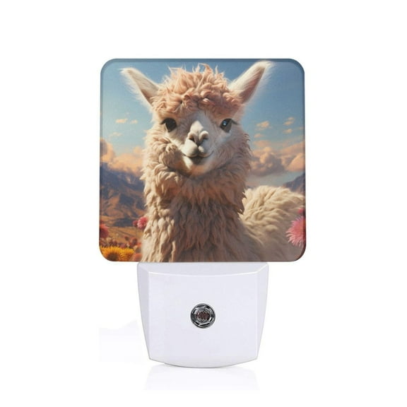 Xecao Fluffy Alpaca Mountain Meadow for Night Light - a Wall-mounted LED Fixture with A Dusk-to-dawn Sensor, Ideal for Bedrooms, Bathrooms, Hallways, and Kitchens-US