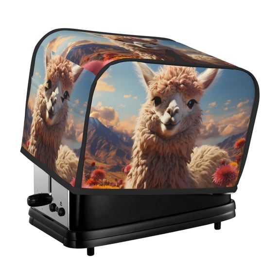Xecao Fluffy Alpaca Mountain Meadow Print 2 Slice Toaster Cover with Pockets, Small Appliance Cover, Dust and Fingerprint Protection, Machine Washable
