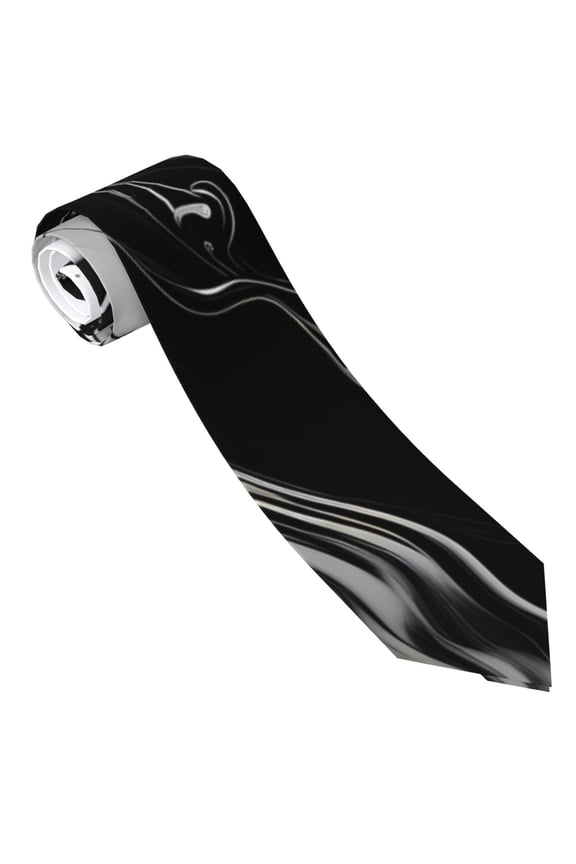 Fluid Black White Paint Swirls Print Tie For Men Necktie Woven Jacquard Neck Ties,Classic Men's Tie