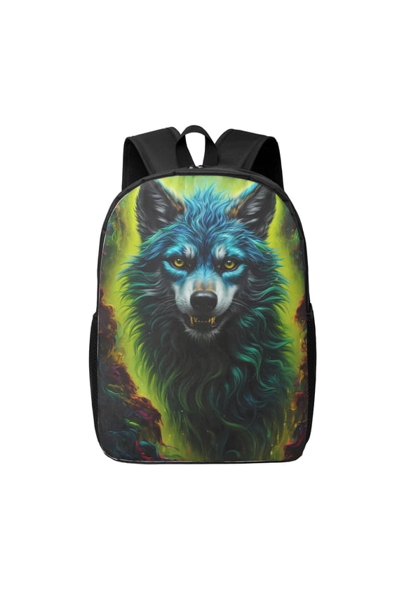 Fluorescent Wolf print Travel Backpack, Large Computer Backpack for Men Women, College School Rucksack Book Bag
